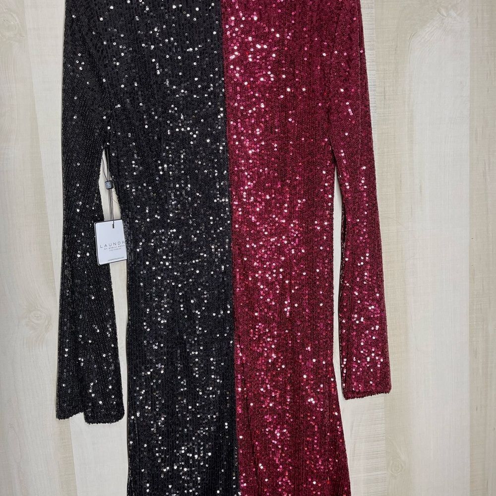 New with tags Laundry by Shelli Segal red black sequin long sleeve dress, sz 6 - Picture 10 of 15
